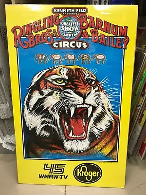 Vintage Ringling Bros Circus Poster 24  X 37  1989 Edition Growling Tiger Kroger • $7.77