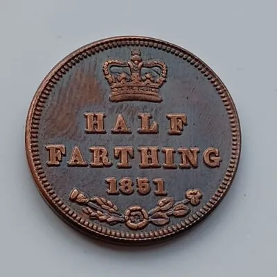 1851 Half Farthing - Queen Victoria  100% Copper Original Size  • £4.75