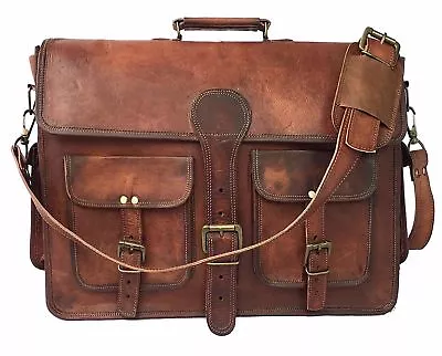 Bag Laptop Large Mens Leather Brown Satchel Cross Body Sling Messenger Shoulder • $64.33