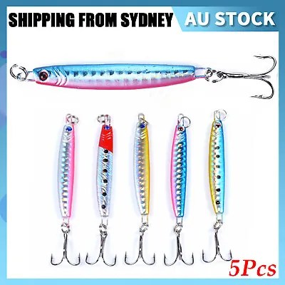 $10.45 • Buy 5X Fishing Lure Metal Slice Spoon Spinner Slugs Tackle Mackerel Tailor Lures AU
