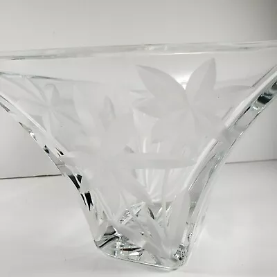 Lead Crystal Fruit Bowl Badash 24% Deep Cut Engraved Rectangular Made In Poland • $25