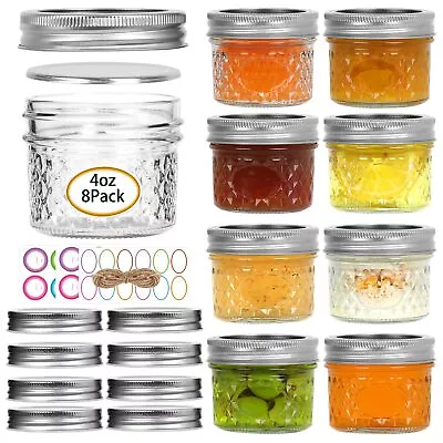 Mini Mason Jars 8 Pack 4oz Glass Mason Jar With Regular Lids Small Canning ... • $20.76