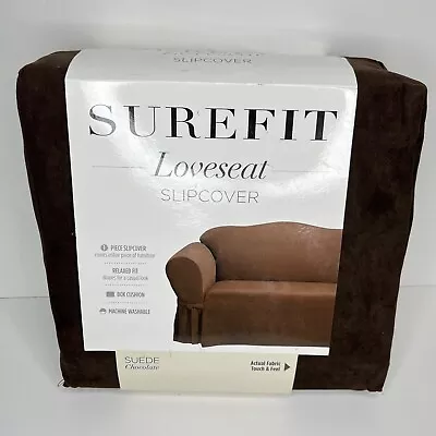 Couch Slipcover Brown Surefit Loveseat SUEDE Chocolate Fits Most 58  To 73  NEW • $43.91