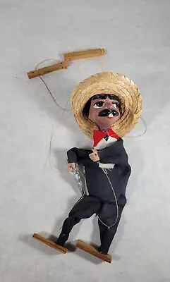 Vintage Mexican Marionette Gunslinger String Puppet Doll Folk Art 13 WORKS • $24.50