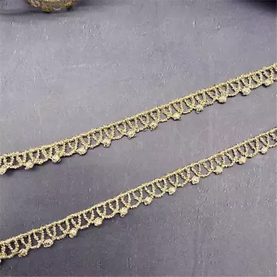 5yard Embroidery Crown Lace Trims Gold Thread Bar Code Lace Clothing Decoration • £3.07