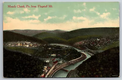 Vintage Postcard PA Mauch Chunk From Flagstaff Mt. Aerial View River -1635 • $1.93