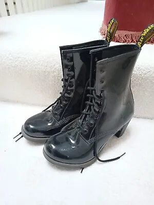 Dr Martens Darcie Black Chunky Platform Patent Leather Heeled Boots Uk7 • £80