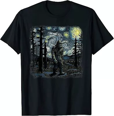 NEW LIMITED Bigfoot Starry Night Sasquatch Van Gogh Sky Painting Art T-Shirt • $16.99