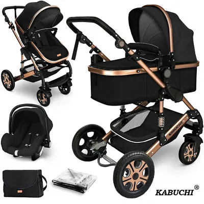 3 In 1 Pram Newborn Baby Buggy Set Travel System With Car Seat Folding Pushchair • £199.99