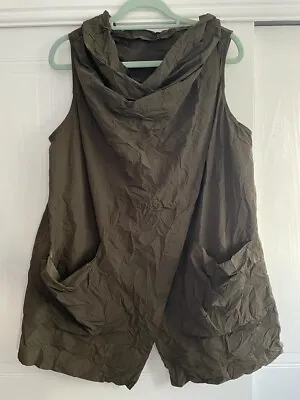 £35 • Buy Yong Kim Ladies Dark Khaki Green Crossover Waistcoat/tunic Uk12