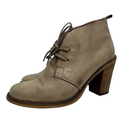 EOS Minka-W Boots -  Italian Leather - Latte Ankle Boots - Made In Portugal - 38 • $20