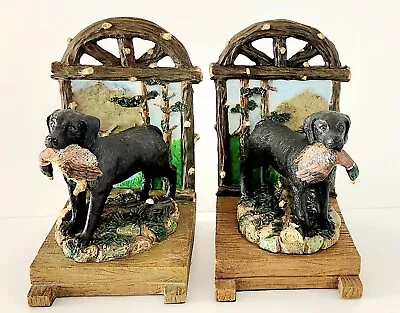 Vintage Duck Hunting Black Labrador Retrievers Book Ends Collection Very Nice • $24