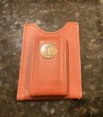 Vintage PGA Tour Brown Top Grain Leather Magnetic Money Clip Wallet Holder  • $12.99