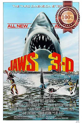 $59.95 • Buy Jaws 3d Shark Mouth Out Of Water Chasing Classic Movie Print Premium Poster
