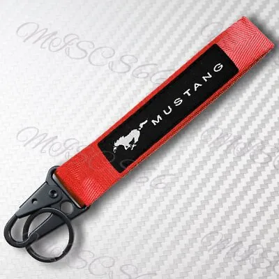 For Mustang Racing Universal Keychain Metal Key Ring Hook Strap Lanyard Nylon X1 • $7.88