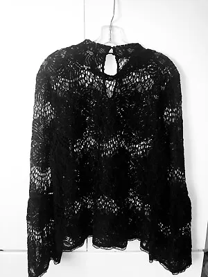 New  H & M Black  Lace Blouse Top Sz 18 Long Sleeve NWOT • $17.99