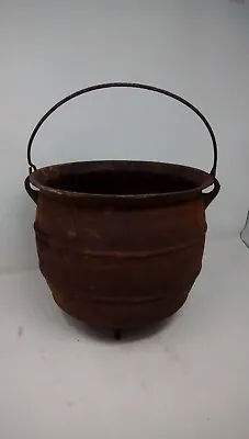 Vintage Cast Iron Bucket Pail Planter Rustic Decor Primitive • $23.37