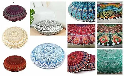£11.99 • Buy Large 32  Round Floor Cushion Cover Cotton Pillow Pad Flower Mandala Sofa Cover