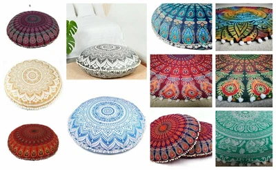 £11.99 • Buy Large 32  Round Floor Cushion Cover Cotton Pillow Pad Flower Mandala Sofa Cover