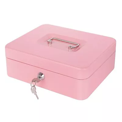 Pink Cash Box With Money Tray And Lock Metal Money Box For Cash Lock Box Fo... • $22.58