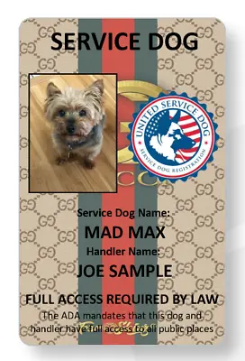 $7.99 • Buy Gucci Service Dog/Emotional Support/Therapy Dog ID Card 