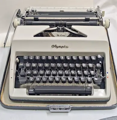 1969 Olympia  DeLuxe Manual Typewriter With Suitcase Case • £65.56