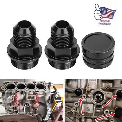 For Honda Black Block Plug Breather Fittings Kit B16 B18c Catch Can M28 To 10AN • $13.87