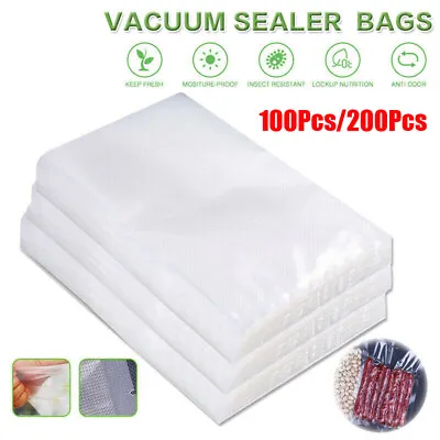 Vacuum Food Sealer Textured Bags For Vacuum Packer Storage Pouches Embossed 100X • £5.59