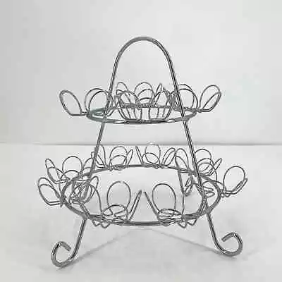 2 Tier Silver Chrome Metal Cupcake Stand Holds 12 Wedding Birthday Entertaining • $14