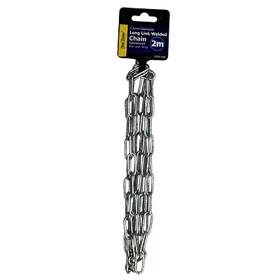 Eliza Tinsley 2.5mm Diameter 2m Long Link Welded Chain BZP And Black Heavy Duty • £1.49