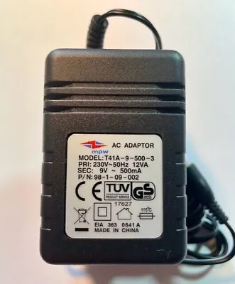 UK  AC Power Supply Adaptor  Input 240v Output  9v 500mA  5.5mm/2.5mm Jack  • £4.97