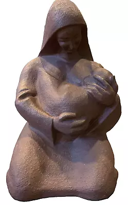 Motherhood Sculpture Textured Nursing Breastfeed Baby Jesus Mary Brown • £38