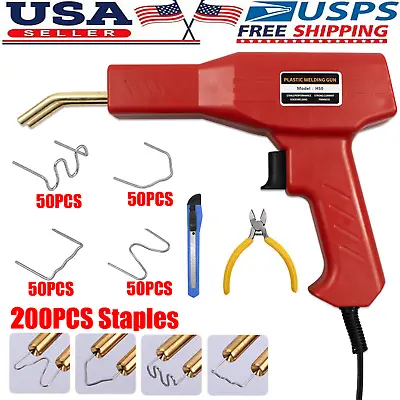 Hot Stapler Gun Plastic Repair Car Bumper Fender Welder Machine Kit +200 Staples • $15.95