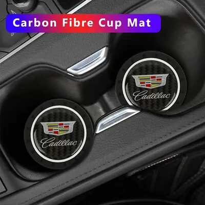 $13 • Buy 2PCS Silicone Carbon Fiber Car Cup Holder Pad Mat For CADILLAC Anti-Slip