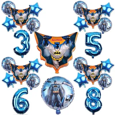 Batman Birthday Balloons Superhero Party Theme Age Number Blue Decorations Comic • £8.99