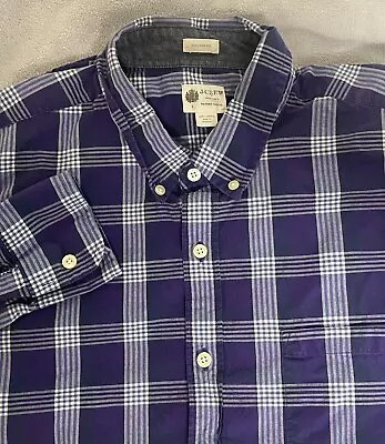 J.CREW Shirt Mens Large Purple Plaid Tailored Fit Washed Casual • $15