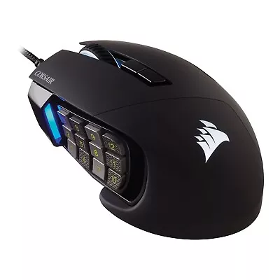 Corsair Scimitar RGB Elite Optical MOBA/MMO Gaming Mouse USB 18000dpi Black • £41.99