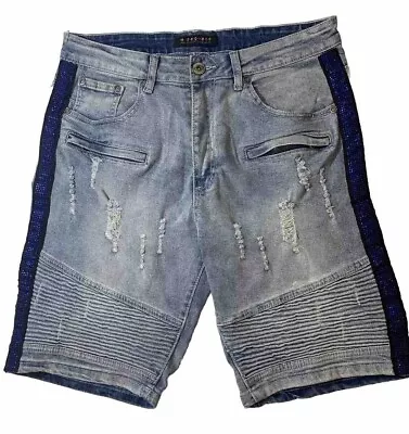 M.Society Politically Incorrect Denim Jean Shorts Size 34 7 Pockets Distressed • $14.99