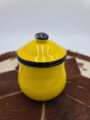 Vintage Yellow Enamelware Sugar Jar Made In Japan Measures 5 Inches • $15