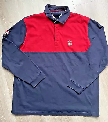 Cotton Traders England Rose Rugby Long Sleeve Polo Shirt Red Blue Large T Flag • £17.99