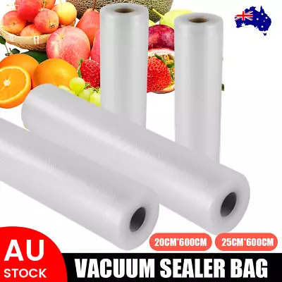 +20 Rolls Vacuum Food Sealer Saver Bag Seal Storage Commercial Grade 20/25/28X6M • $9.84