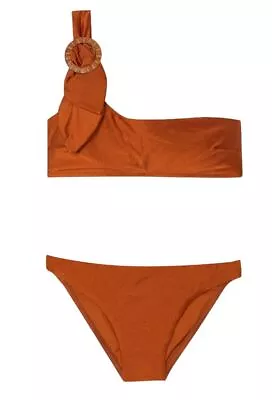 Zimmermann Estelle Buckle Shoulder Bikini | Bronze Open Back Ratan Clasp • $124.99