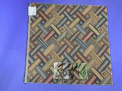 Lee Joffa Fabric Sample Lattice Tapestry 25” X 24 1/2” Cotton Viscose Rayon 1977 • £16.38