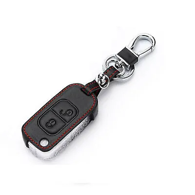 2 Button Remote Fob Bag Holder Leather Car Key Cover Case Fits Mercedes Benz SLK • $10.56