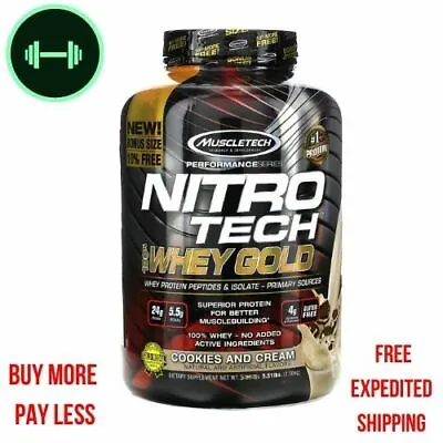 $72.40 • Buy Muscletech, Nitro Tech, 100% Whey Gold, Cookies And Cream, 5.51 Lbs (2.50 Kg)