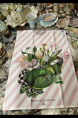 Mackenzie-Childs Cabbage Bouquet Courtly Check Dish Towel.  NIP • $22