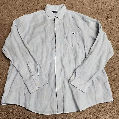 Vineyard Vines Shirt Mens Extra Large Blue Classic Fit Tucker Shirt 100% Linen • $19.99