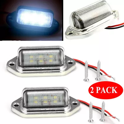 2P Chrome 6 LED License Plate Tag Light Lamp Fit Truck SUV Trailer Van Universal • $5.99