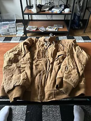 Vintage Marlboro Leather Jacket Mens L Adventure Team Map Lined Bomber 90s • $59.99