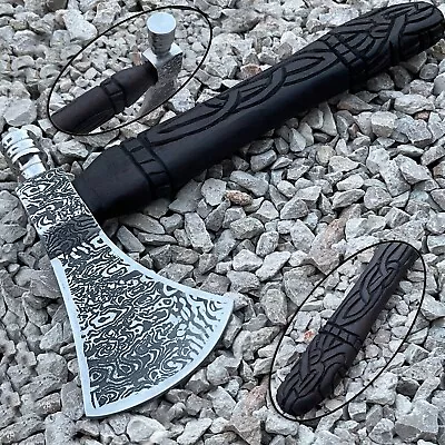 Viking Axe Custom Handmade Carbon Steel Blade Camping Axe Hammer Axe W/LSHEATH • $62.99